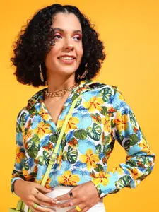 Popwings Floral Printed Relaxed Casual Shirt
