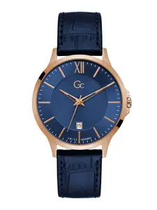 GC Men Leather Textured Straps Analogue Watch Y38002G7MF