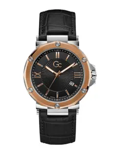 GC Men Printed Leather Textured Straps Analogue Watch Y61005G2MF