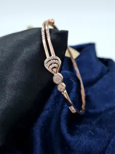 Anouk Cubic Zirconia Rose Gold-Plated Kada Bracelet