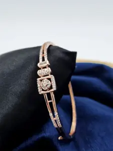 Anouk Brass American Diamond Rose Gold-Plated Kada Bracelet