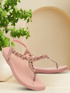 Picktoes Embellished T-Strap Flats