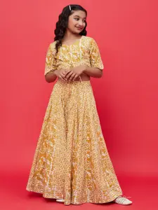Aks Kids Girls Printed Ready To Wear Lehenga & Choli