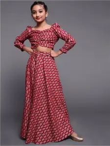 Aks Kids Girls Printed Ready To Wear Lehenga & Choli