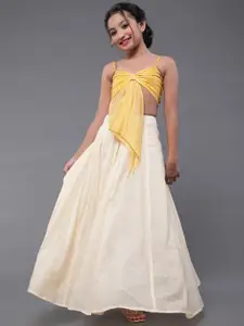 Aks Kids Girls Square Neck Silk Ready to Wear Lehenga & Choli