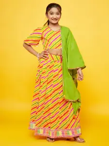Aks Kids Girls Printed Ready To Wear Lehenga & Blouse With Dupatta