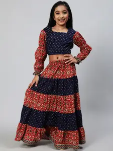 Aks Kids Girls Printed Ready To Wear Lehenga & Choli