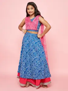 Aks Kids Girls Printed Ready To Wear Lehenga & Blouse With Dupatta