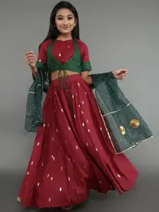 Aks Kids Girls Ready to Wear Cotton Lehenga & Blouse With Dupatta