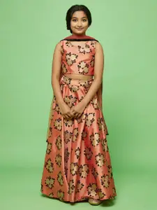 Aks Kids Girls Printed Ready To Wear Lehenga & Blouse With Dupatta