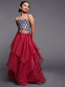 Aks Kids Girls Printed Ready To Wear Lehenga & Choli