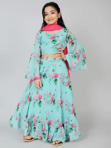 Aks Kids Girls Printed Ready To Wear Lehenga & Blouse With Dupatta