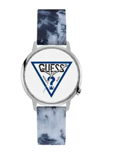 GUESS Men Brass Printed Dial & Silver Toned Straps Analogue Watch V1031M1