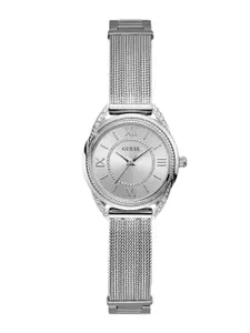 GUESS Women Brass Dial Stainless Steel Bracelet Style Straps Analogue Watch W1084L1