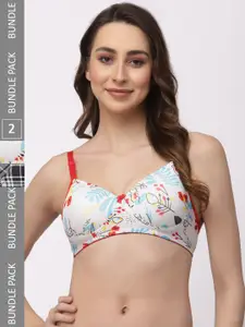 College Girl Pack Of 2 Floral Printed Bra Full Coverage Lightly Padded Bra