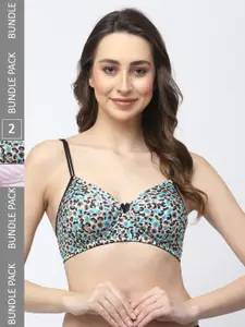 College Girl Pack Of 2 Floral Printed Lightly Padded Bra With All Day Comfort