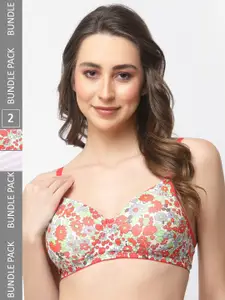 College Girl Pack Of 2 Floral Printed Lightly Padded Bra With All Day Comfort
