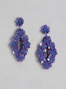 Blueberry Contemporary Beaded Drop Earrings