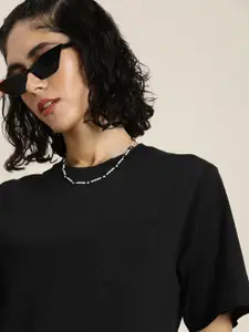 DILLINGER Oversized Drop-Shoulder Sleeves Longline Pure Cotton T-shirt
