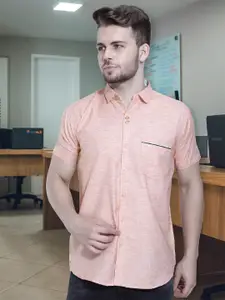 Kuons Avenue Smart Slim Fit Self Design Linen Cotton Casual Shirt