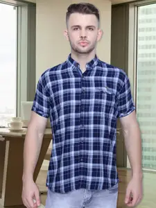 Kuons Avenue Smart Slim Fit Tartan Checked Button Down Collar Cotton Casual Shirt