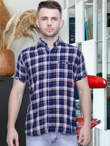 Kuons Avenue Smart Slim Fit Tartan Checked Button Down Collar Cotton Casual Shirt