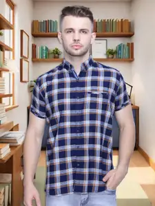 Kuons Avenue Smart Slim Fit Checked Button Down Collar Cotton Casual Shirt