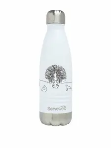 Servewell Indus White Stainless Steel Vacuum Water Bottle-500 ml