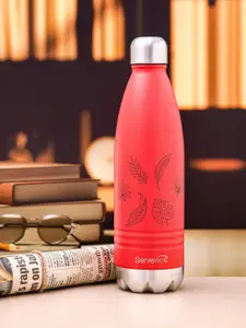 Servewell Indus Red Printed Leak Proof Water Bottle 1L
