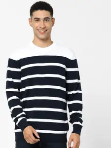 Celio Ribbed Striped Cotton Pullover