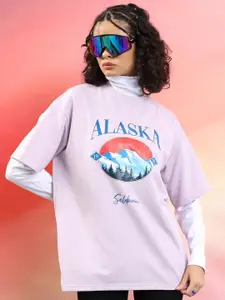 Tokyo Talkies Typographic Printed Drop Shoulder Sleeves Oversized T-shirt