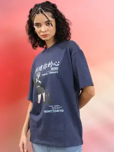 Tokyo Talkies Oversized Graphic Printed Drop Shoulder Sleeves Casual T-Shirt