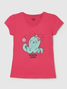 max Girls Graphic Printed Cotton T-shirt