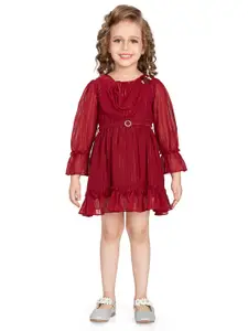 Peppermint Girls Embellished Bell Sleeve Fit & Flare Dress
