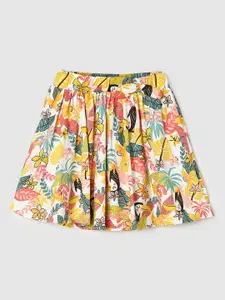max Girls Printed Pure Cotton Flared Midi Skirt
