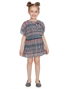 Peppermint Girls Tribal Printed Extended Sleeves A-Line Dress