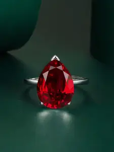 Designs & You Silver-Plated Cubic Zirconia  Studded Finger Ring