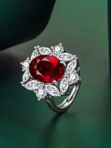 Designs & You Silver-plated Ice-cut AD-studded Finger Ring