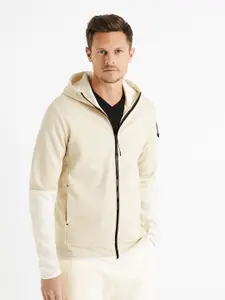 Celio Hooded Cotton Front Open Sweatshirt