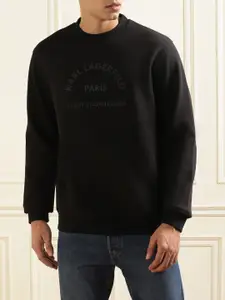 Karl Lagerfeld Typography Printed Round Neck Pullover Sweatshirt