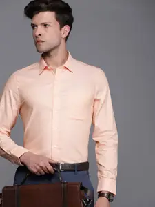 Louis Philippe Self Design Slim Fit Pure Cotton Formal Shirt