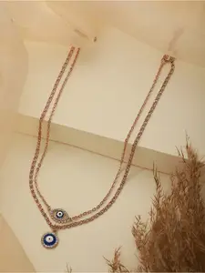 Jazz and Sizzle Brass Gold-Plated Cubic Zirconia-Studded Layered Necklace