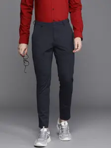Louis Philippe Ath.Work Men Mid-Rise Textured Comfort Tapered Fit Trousers