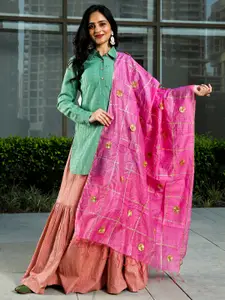 AKS Couture Woven Design Zari Ready to Wear Cotton Lehenga & Blouse With Dupatta
