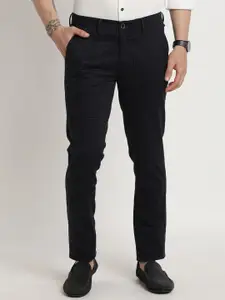 Turtle Men Relaxed Tapered Fit Checked Chinos
