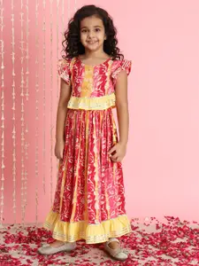Readiprint Girls Floral Printed Gotta Patti Ready to Wear Lehenga & Blouse