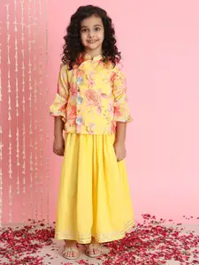 Readiprint Girls Floral Printed Gotta Patti Ready to Wear Lehenga & Blouse