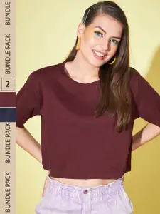 BAESD Pack Of 2 Cotton Boxy Crop Top