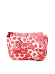 Accessorize London Women's Pink Ros Printed Patchwork Cross Body