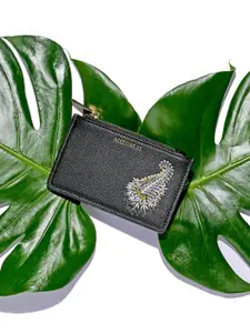 Accessorize London Women's Black Ken Embroidered Cardholder